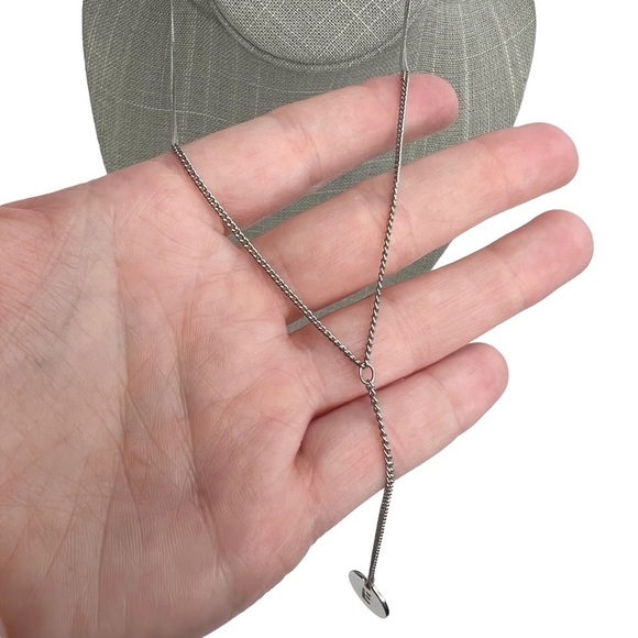 American Eagle Silver Tone E Monogram Initial Y Chain Necklace - Picture 4 of 9